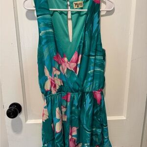 Floral Romper - Teal and Pink